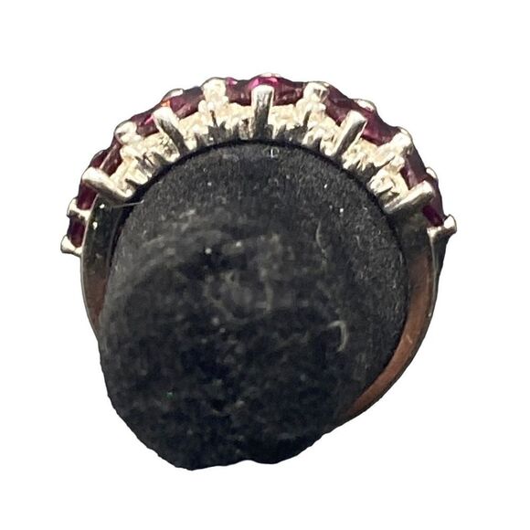 Michelle Albala sterling silver 925 cushion cut garnet and diamond ring tested s - Picture 6 of 12